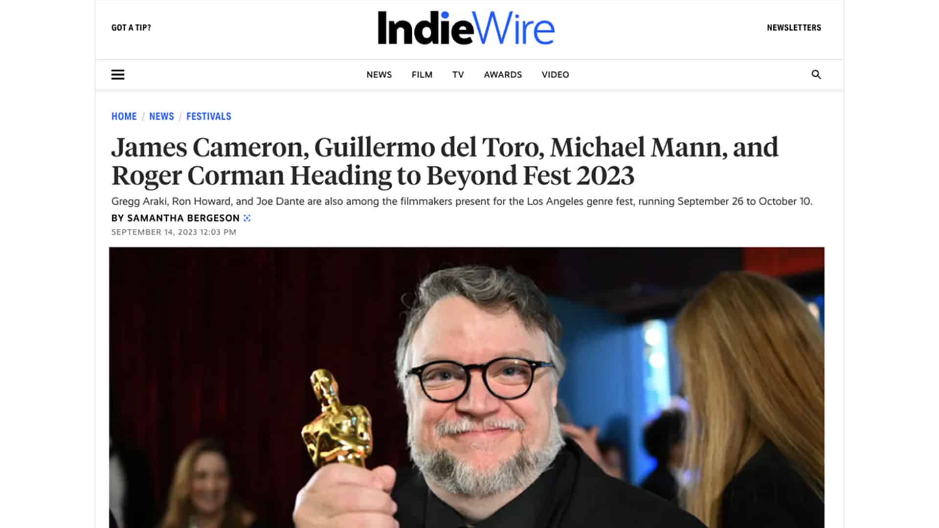 Read more about the article James Cameron, Guillermo del Toro, Michael Mann, and Roger Corman Heading to Beyond Fest 2023