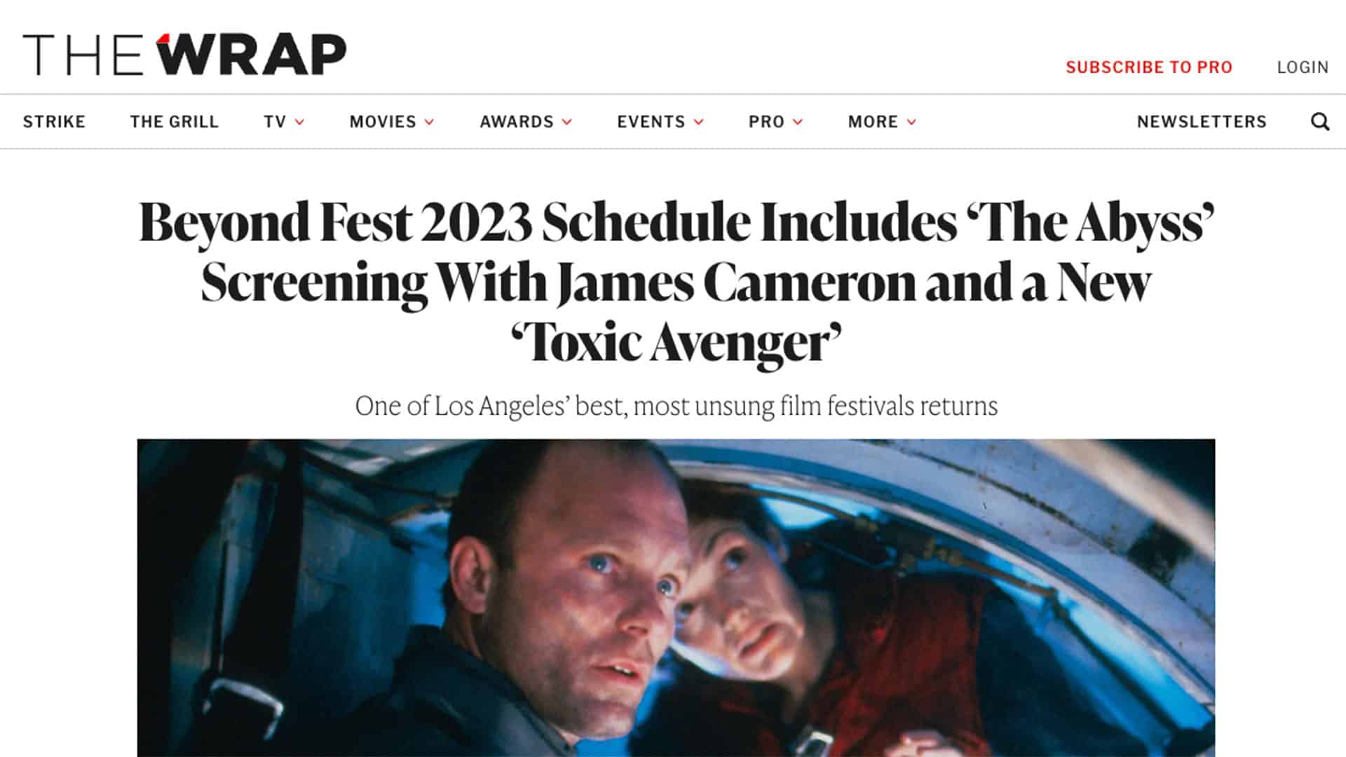 Read more about the article Beyond Fest 2023 Schedule Includes ‘The Abyss’ Screening With James Cameron and a New ‘Toxic Avenger’