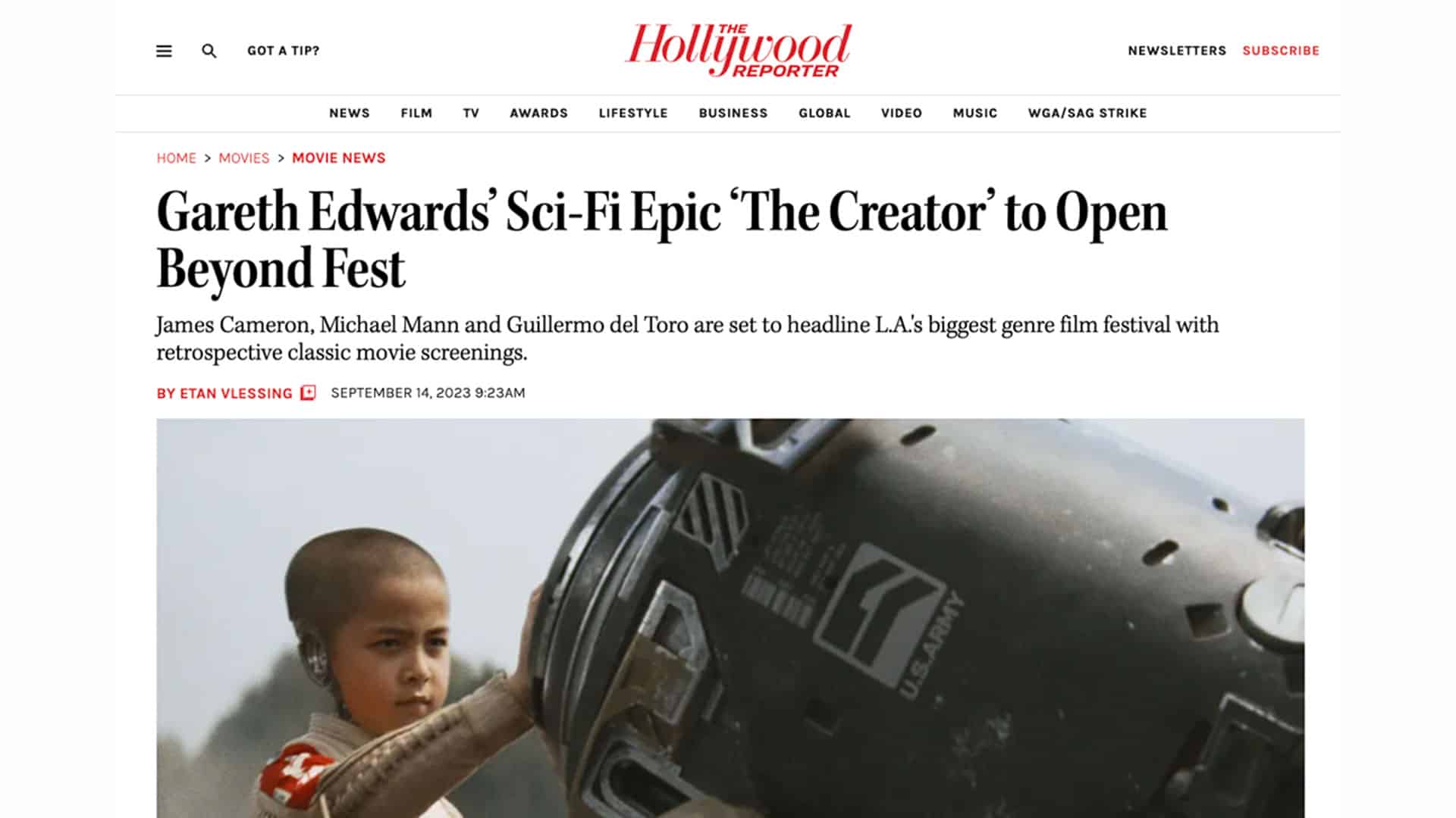 Read more about the article Gareth Edwards’ Sci-Fi Epic ‘The Creator’ to Open Beyond Fest