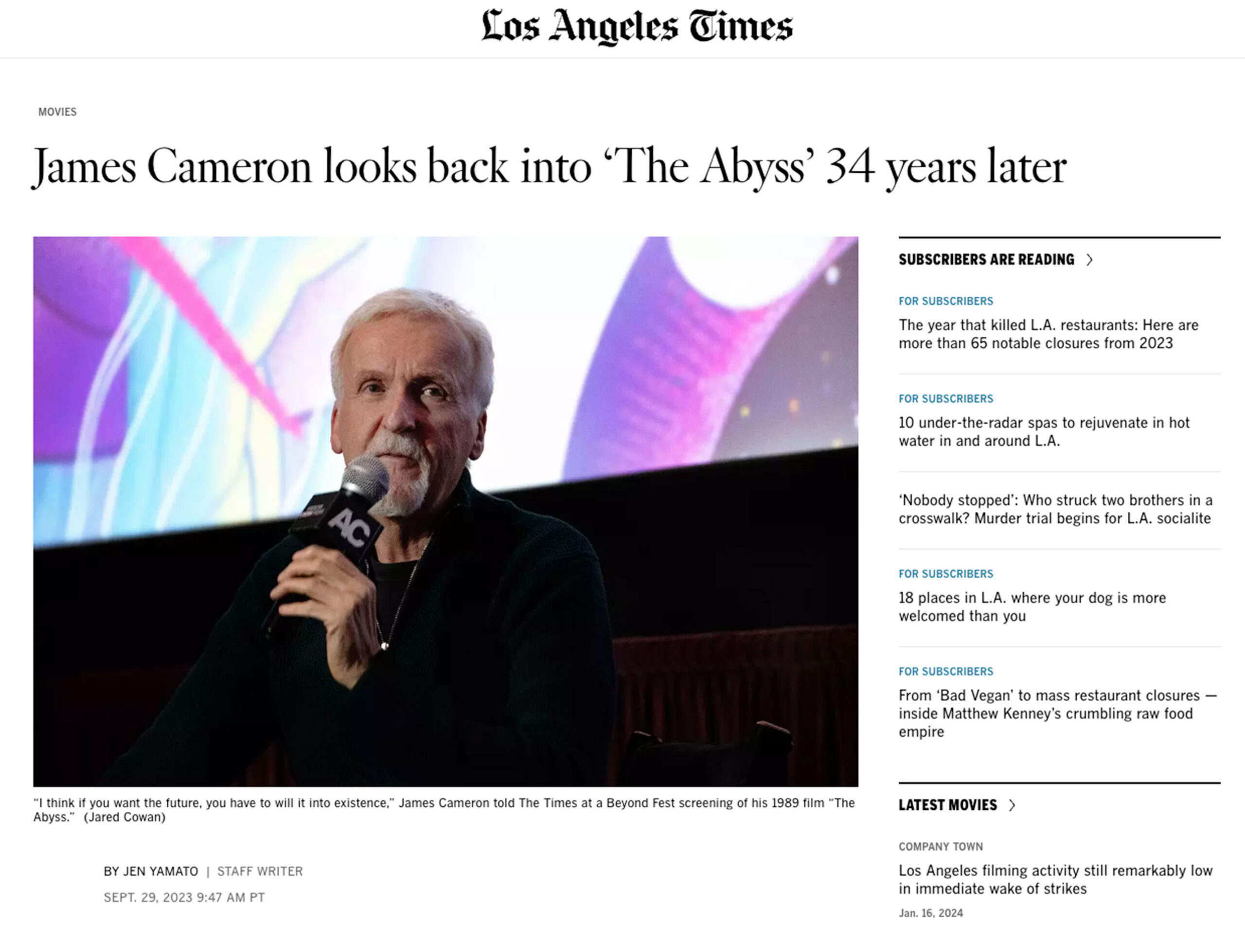 Read more about the article James Cameron looks back into ‘The Abyss’ 34 years later