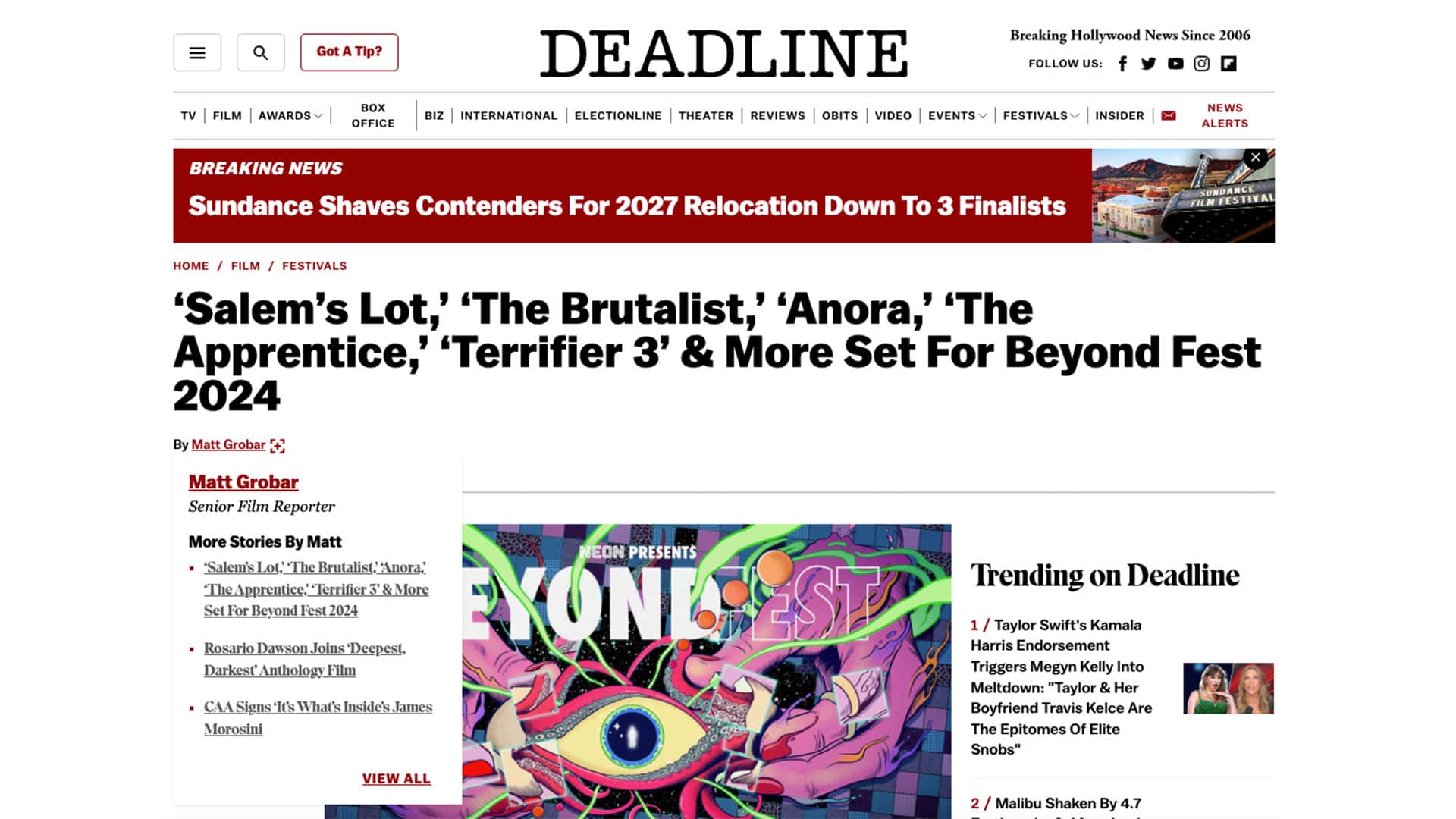 Read more about the article ‘Salem’s Lot,’ ‘The Brutalist,’ ‘Anora,’ ‘The Apprentice,’ ‘Terrifier 3’ & More Set For Beyond Fest 2024
